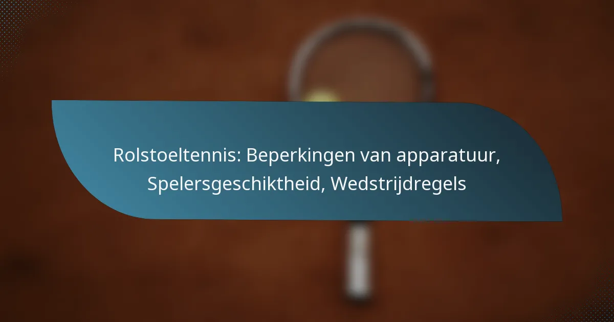 Rolstoeltennis: Beperkingen van apparatuur, Spelersgeschiktheid, Wedstrijdregels