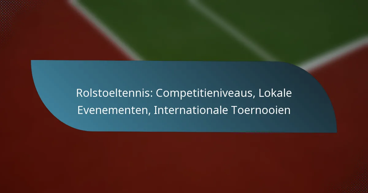 Rolstoeltennis: Competitieniveaus, Lokale Evenementen, Internationale Toernooien