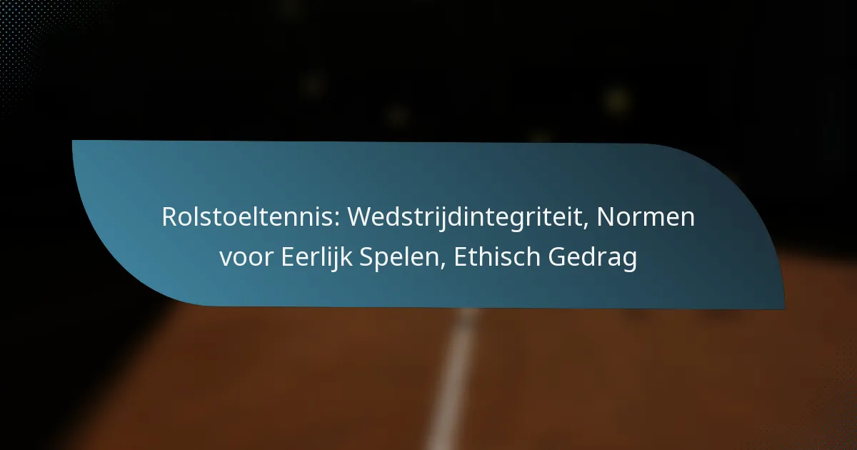 Rolstoeltennis: Wedstrijdintegriteit, Normen voor Eerlijk Spelen, Ethisch Gedrag