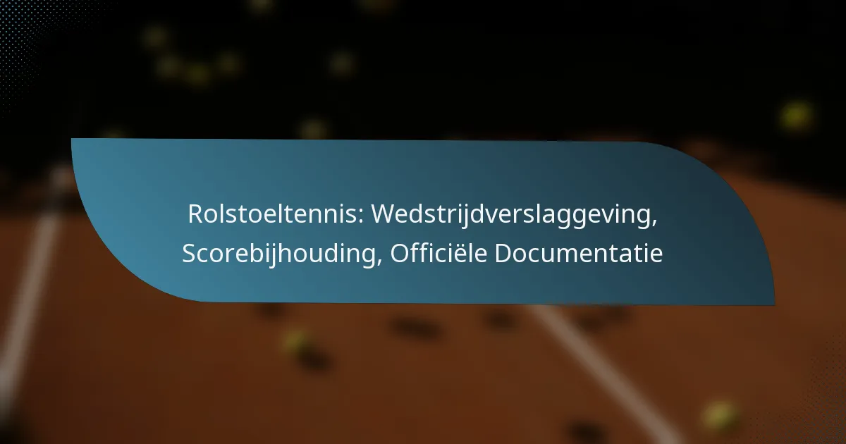 Rolstoeltennis: Wedstrijdverslaggeving, Scorebijhouding, Officiële Documentatie