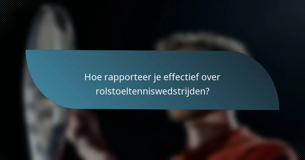Hoe rapporteer je effectief over rolstoeltenniswedstrijden?